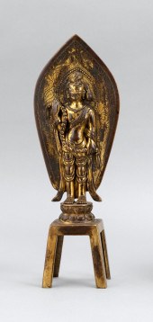 CHINESE GILT BRONZE VOTIVE FIG