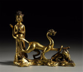 CHINESE GILT BRTONZE BEAUTY AN