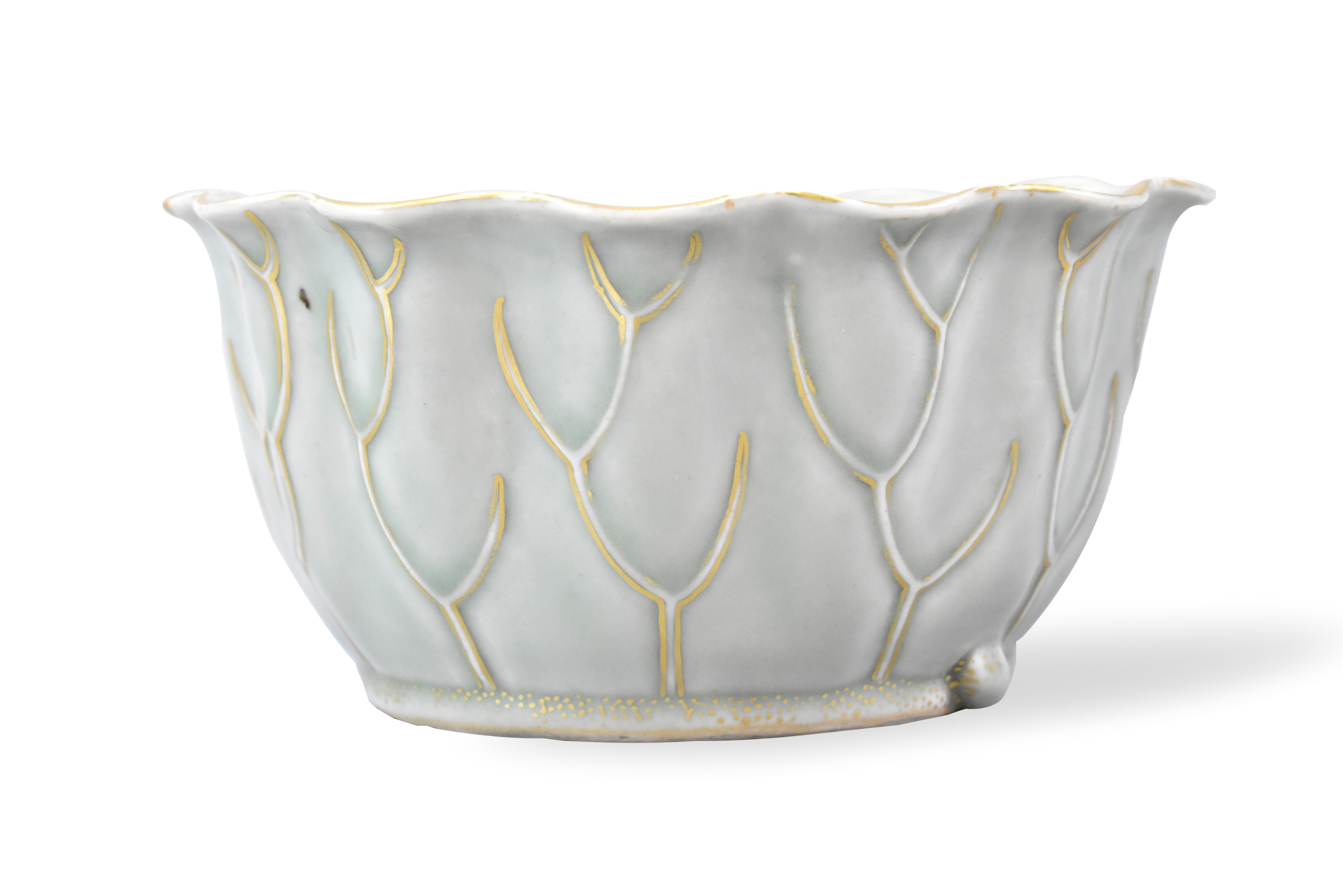 CHINESE GILT CELADON GLAZED LOTUS