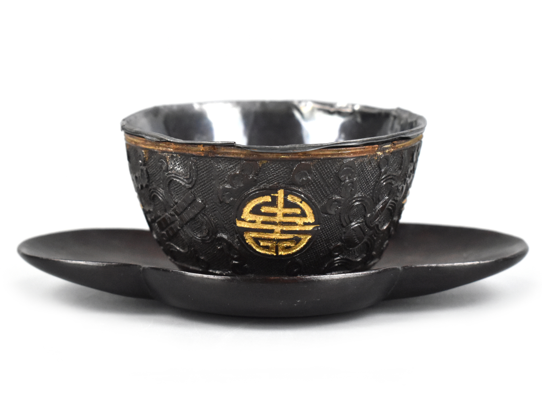 CHINESE GILT COCONUT SHIELD