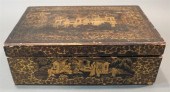 CHINESE GILT DECORATED BLACK L