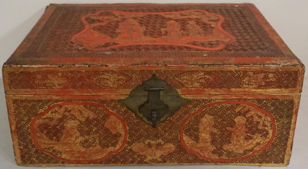 CHINESE GILT DECORATED RED