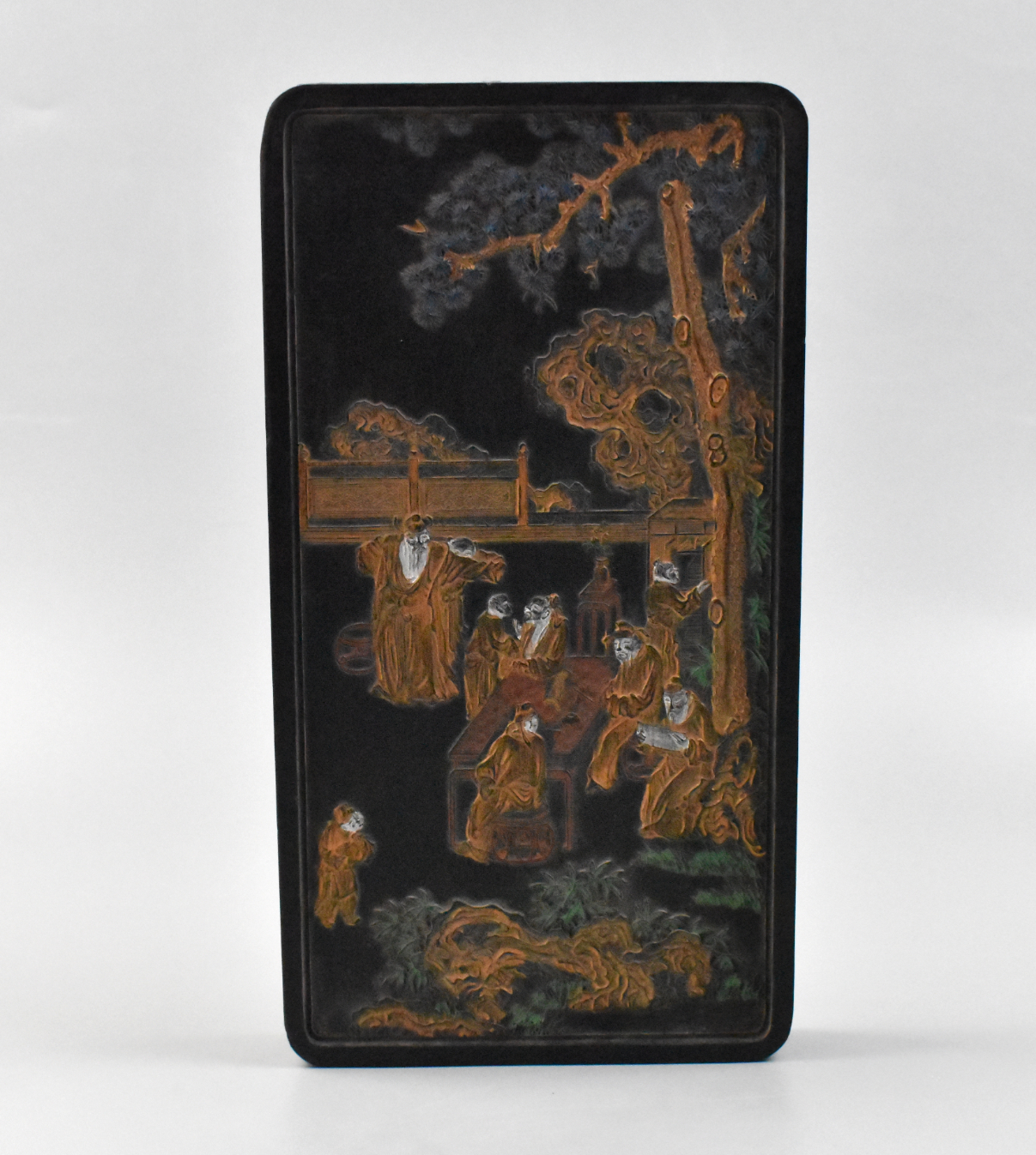 CHINESE GILT INK STONE W/ FIVE
