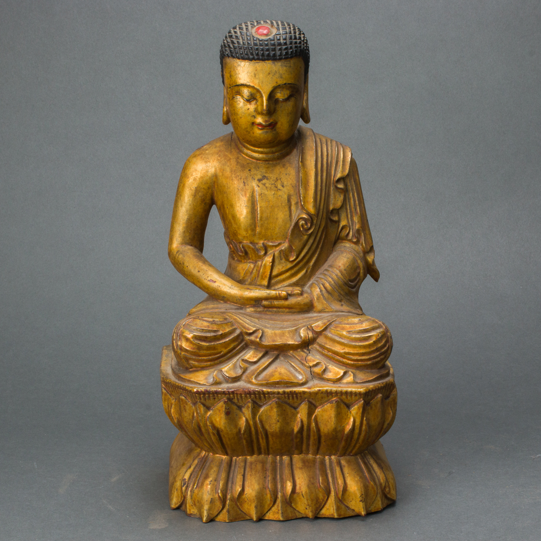 CHINESE GILT LACQUER WOOD FIGURE OF