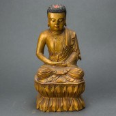 CHINESE GILT LACQUER WOOD FIGU