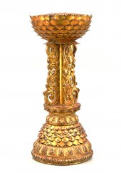 CHINESE GILT LACQUER WOOD LOTU