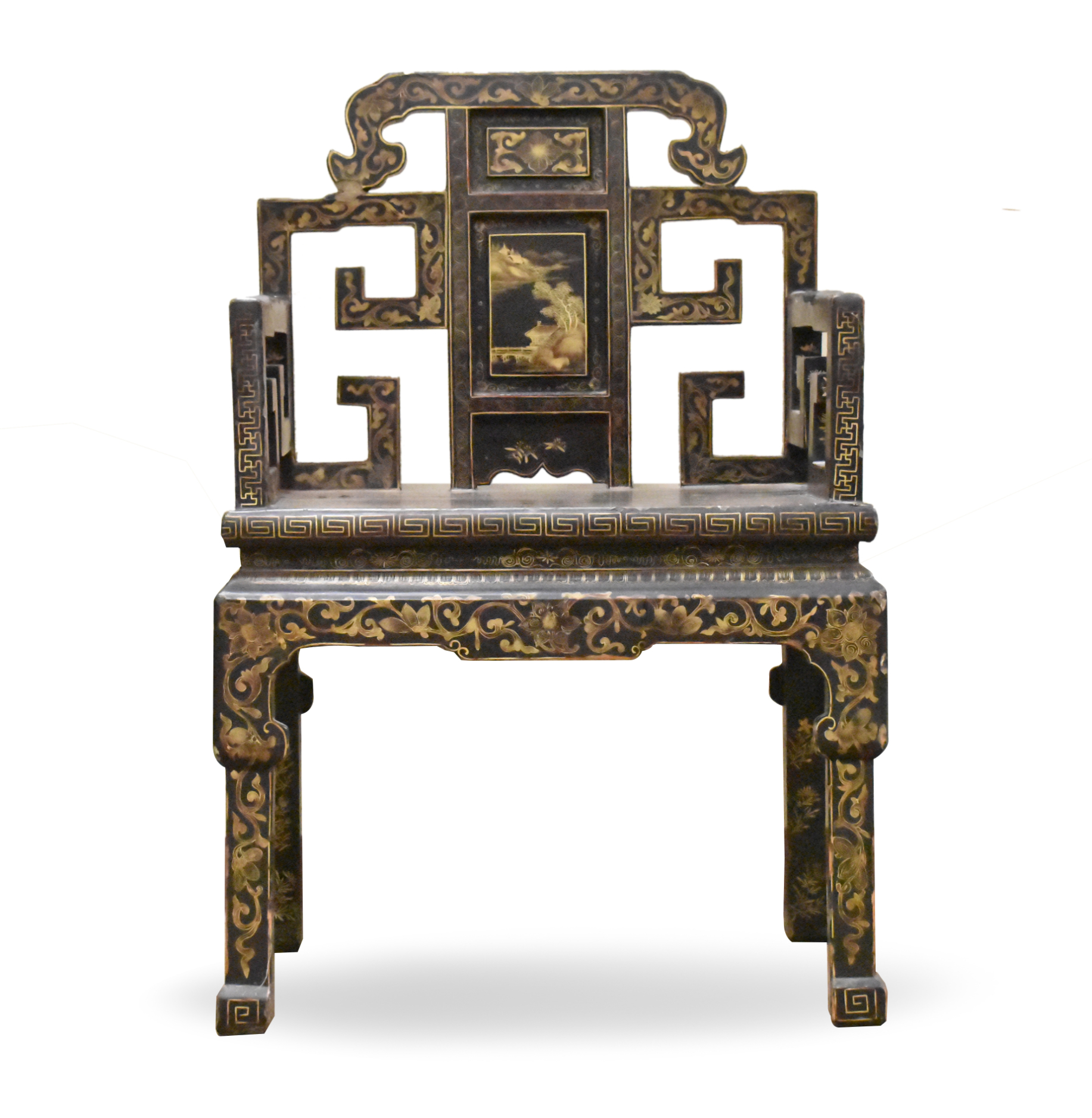 CHINESE GILT LACQUERED ARM CHAIR,