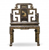 CHINESE GILT LACQUERED ARM CHA