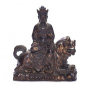 CHINESE GILT LACQUERED BRONZE