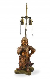 CHINESE GILT LACQUERED WOOD GU