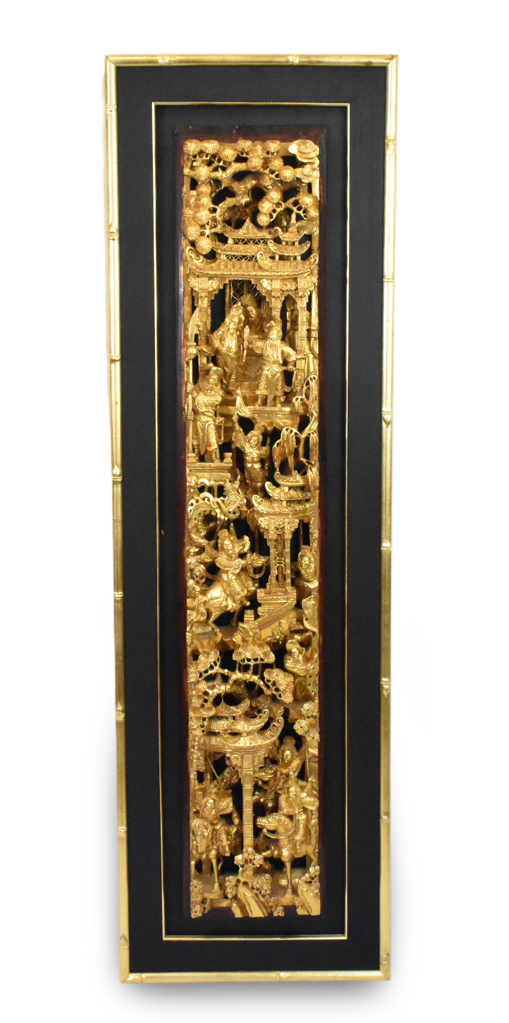 CHINESE GILT LACQUERED WOODEN PANEL