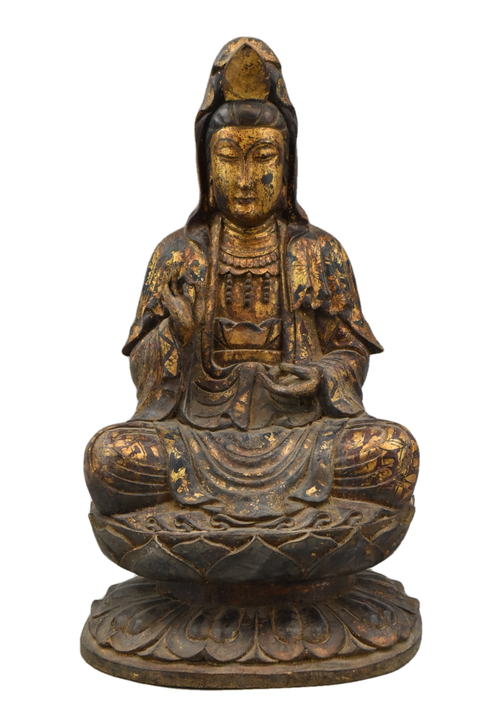CHINESE GILT LACUQERED WOOD GUANYIN