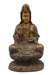 CHINESE GILT LACUQERED WOOD GU