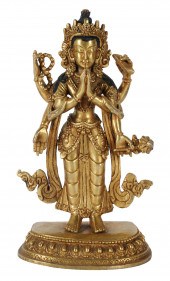 CHINESE GILT METAL BUDDHA FIGU