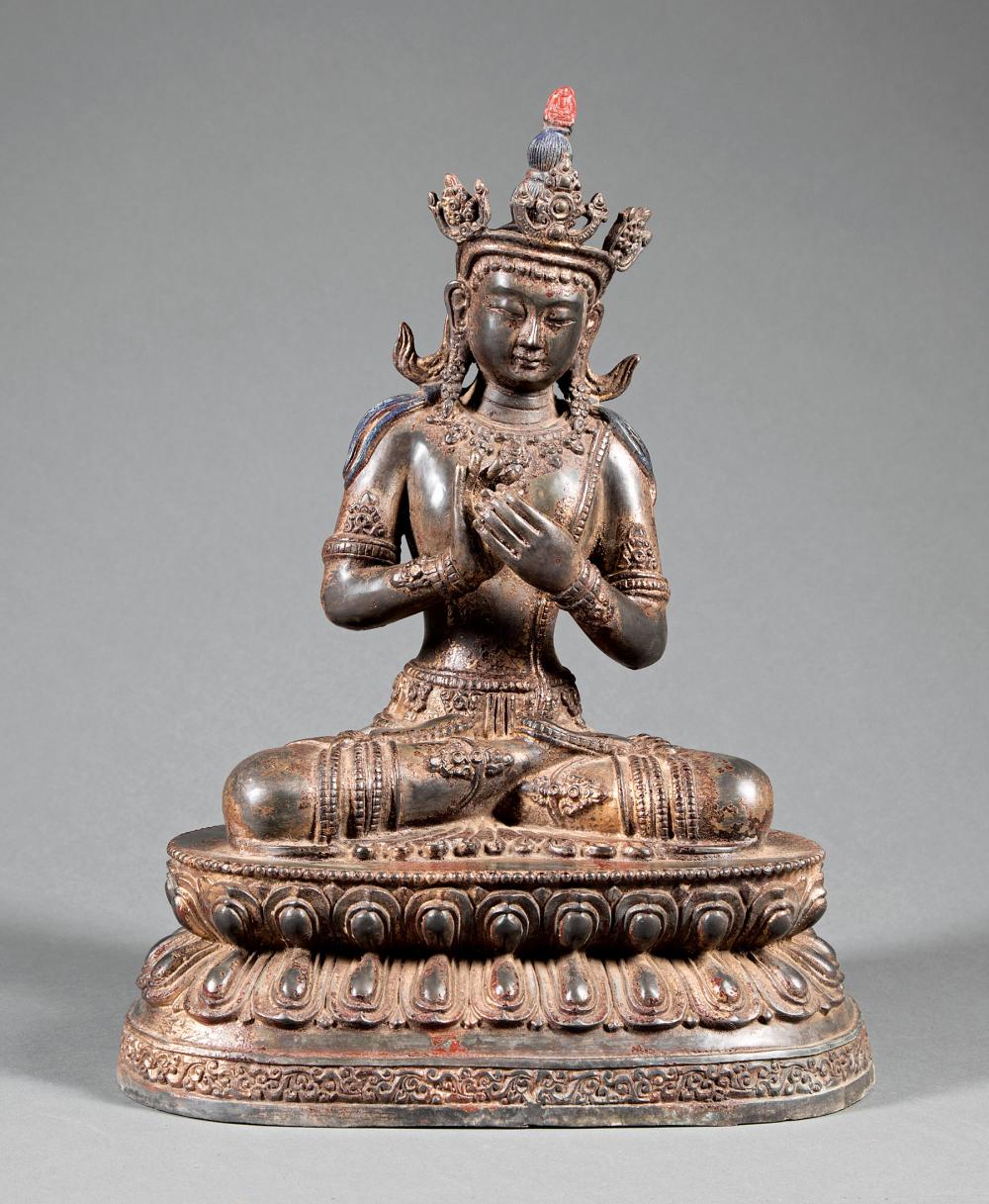 CHINESE GILT METAL FIGURES OF
