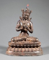 CHINESE GILT METAL FIGURES OF