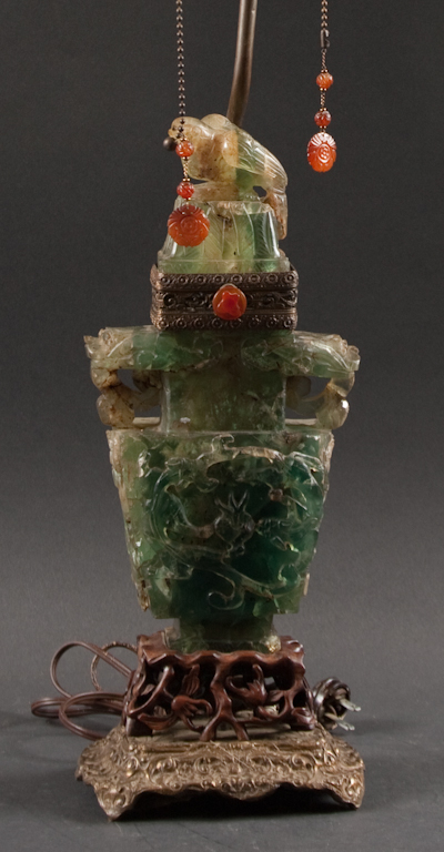Chinese gilt-metal-mounted carved