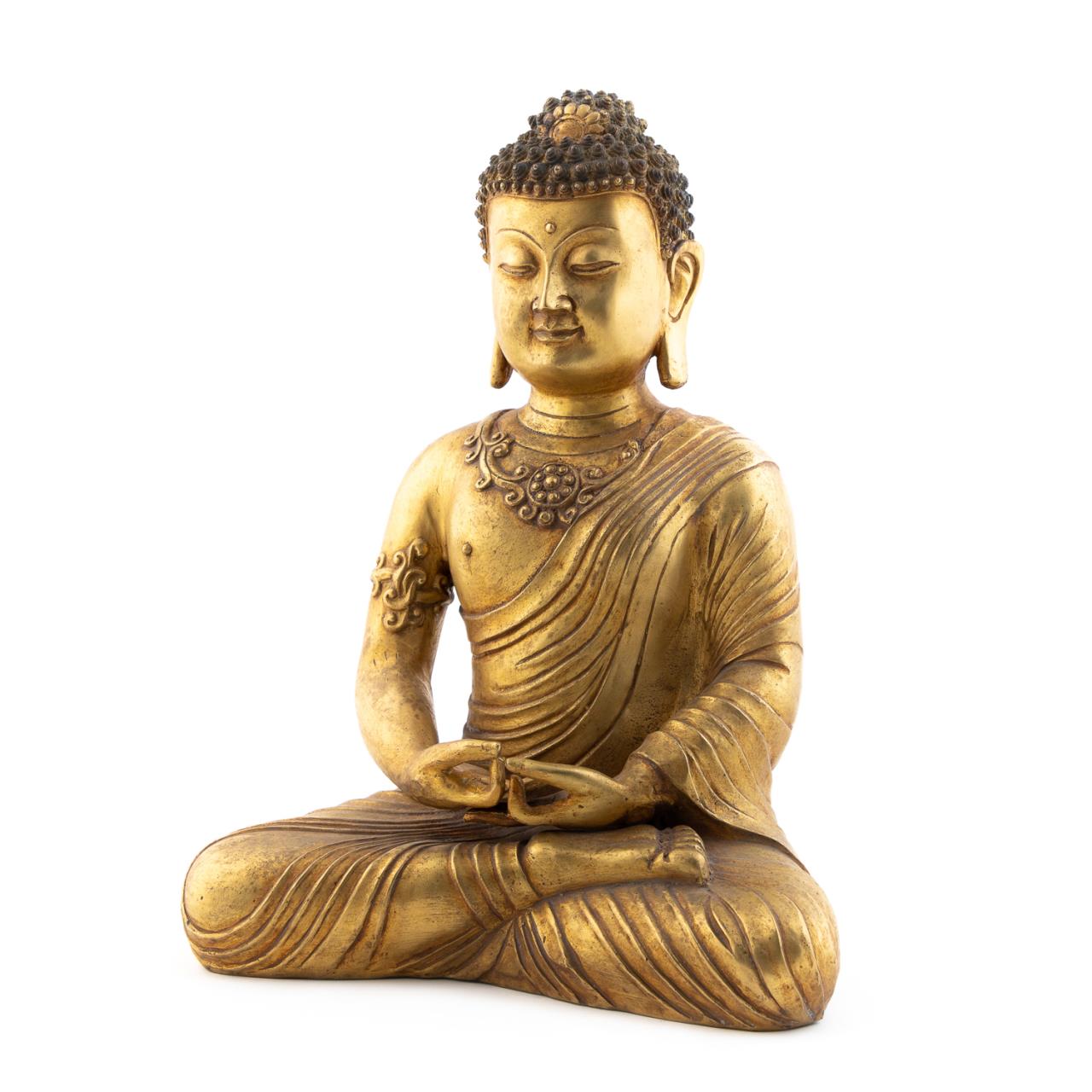 CHINESE GILT METAL SEATED