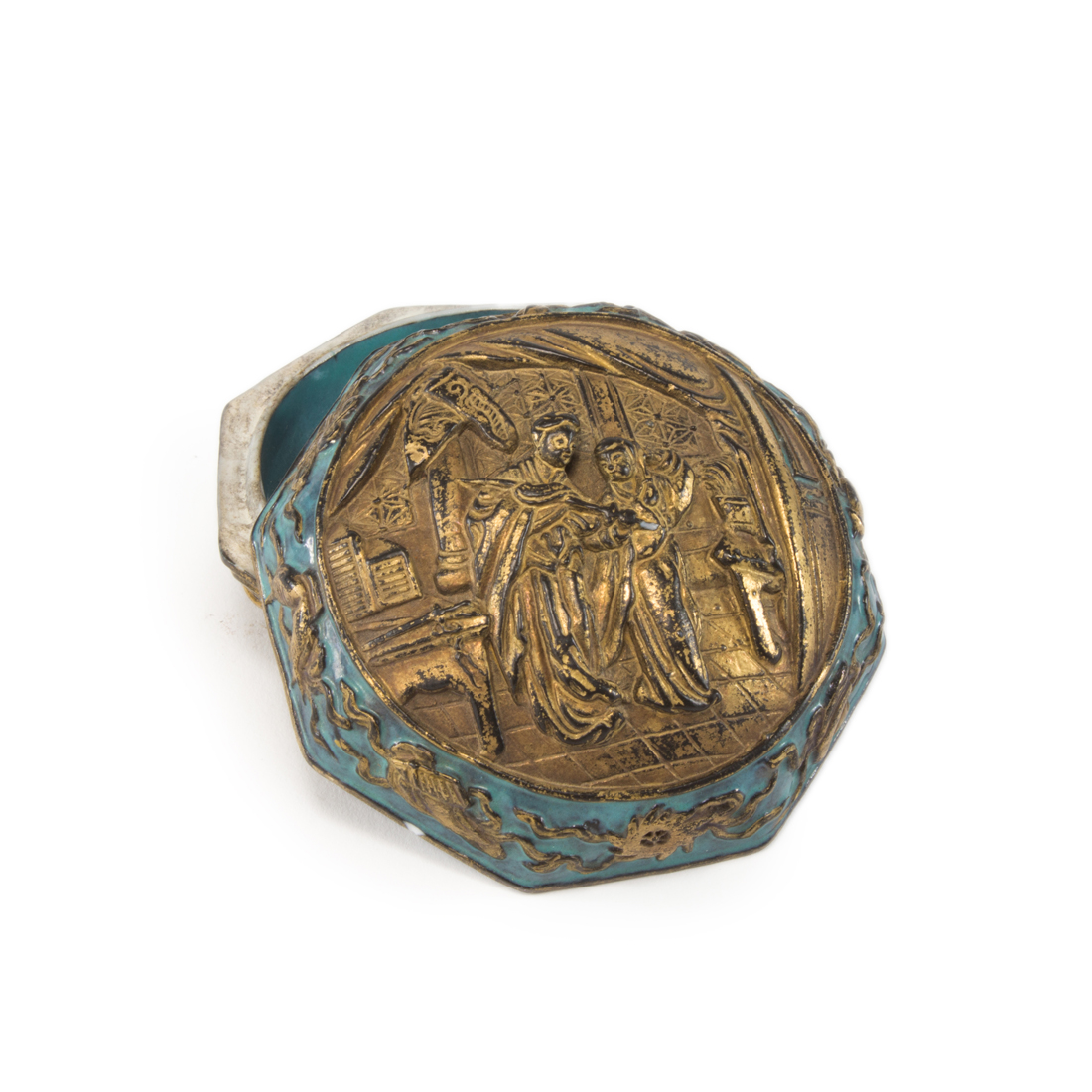CHINESE GILT PAINTED TURQUOISE