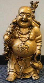 CHINESE GILT PLASTER HOTEI, H: