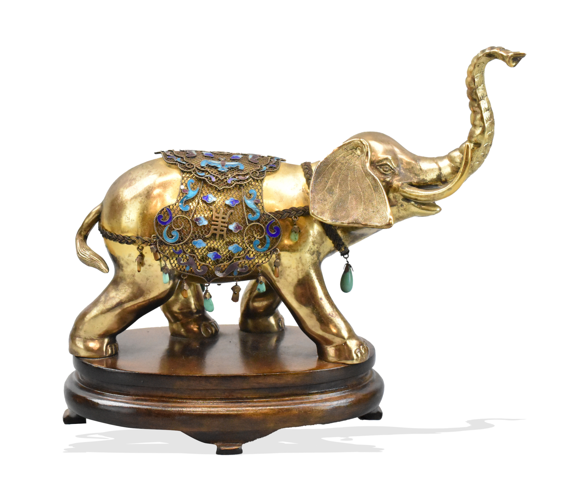 CHINESE GILT SILVER ELEPHANT W/