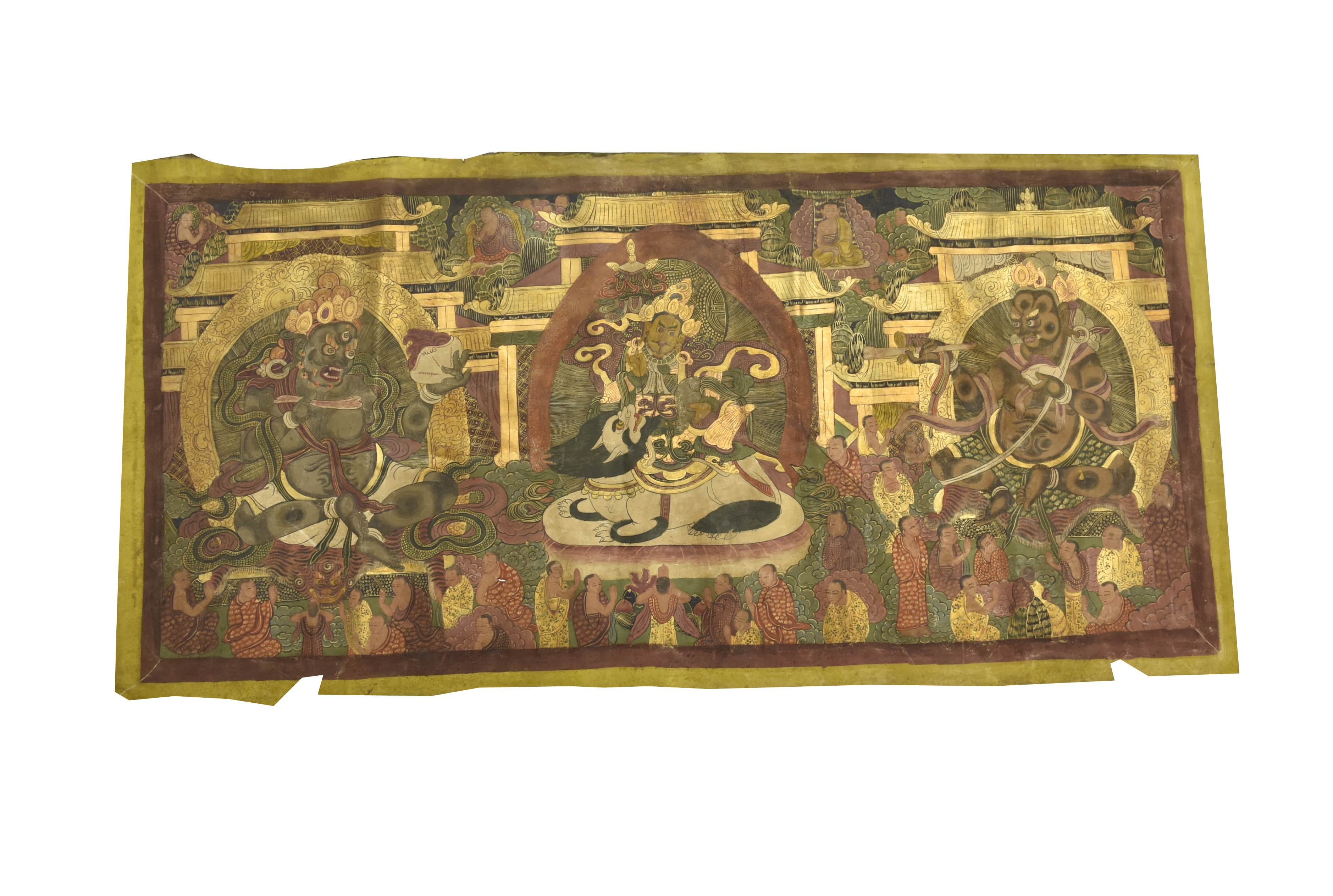 CHINESE GILT TANGKA PAINTING ON
