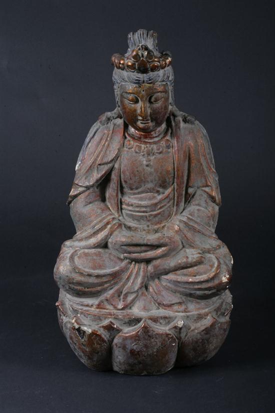CHINESE GILT WOOD FIGURE OF