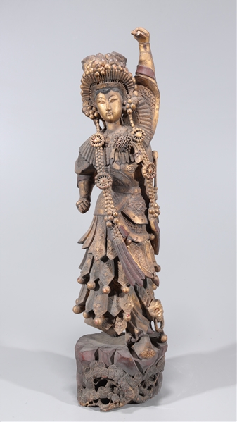 Chinese gilt wood statue of a