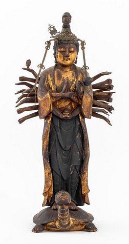CHINESE GILTWOOD AVALOKITESHVARA