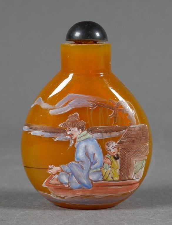 CHINESE GLASS ENAMELED SNUFF