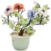 CHINESE GLASS JADE TREEDESCRIP