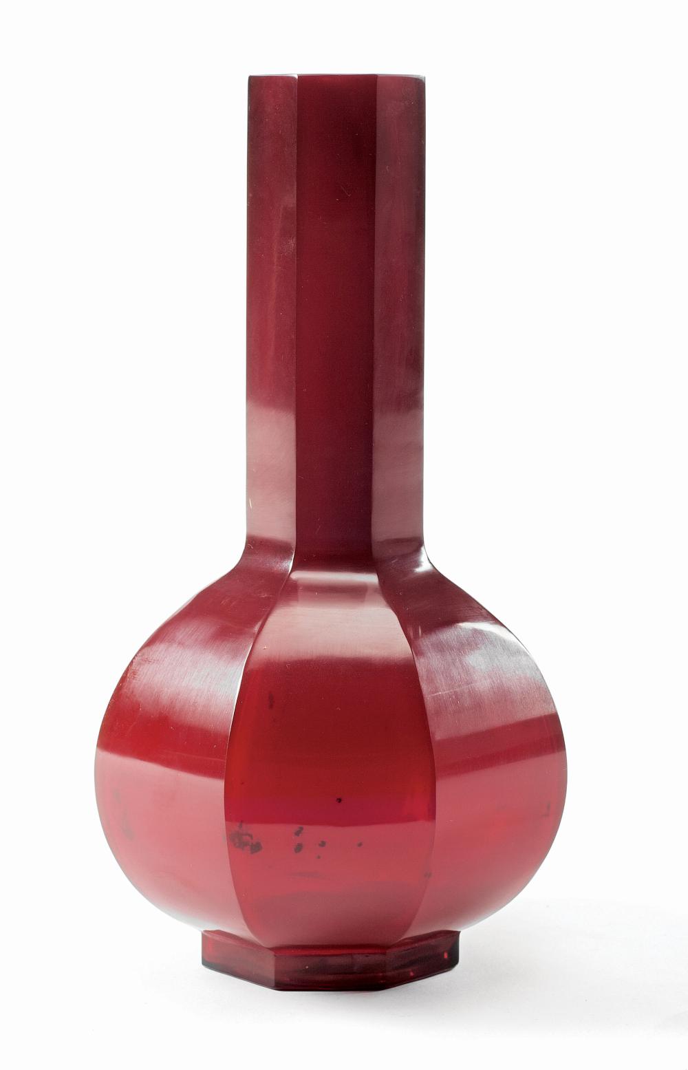 CHINESE GLASS OCTAGONAL BOTTLE