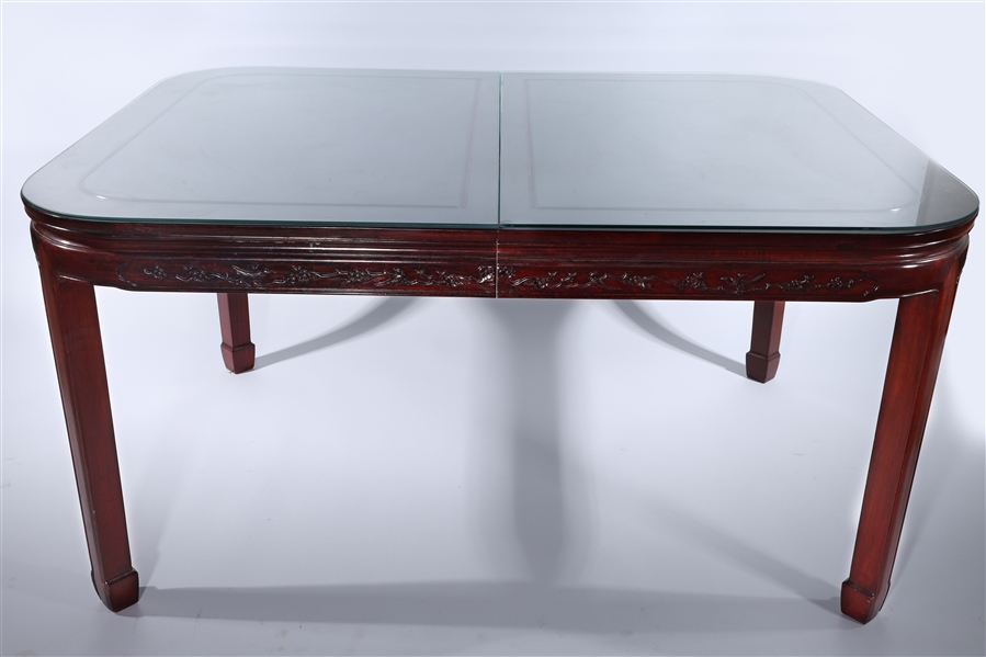 Chinese glass-topped wooden