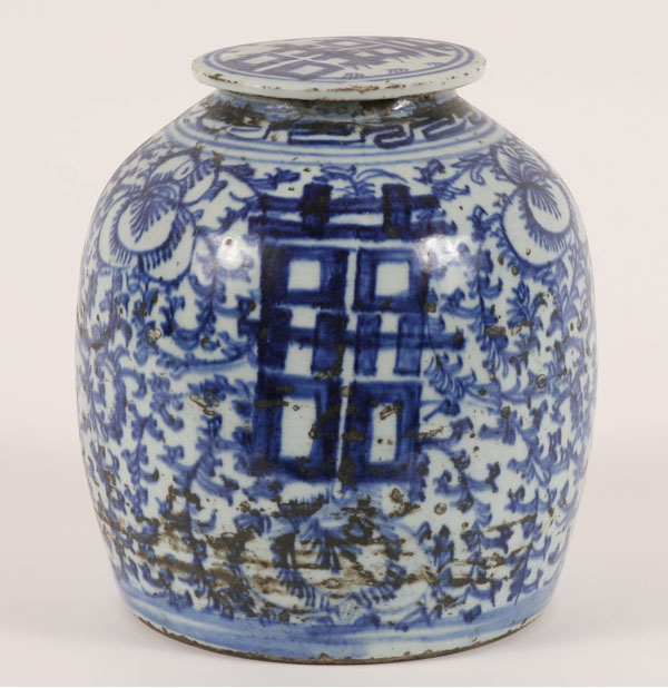 Chinese glazed ceramic jar; profuse
