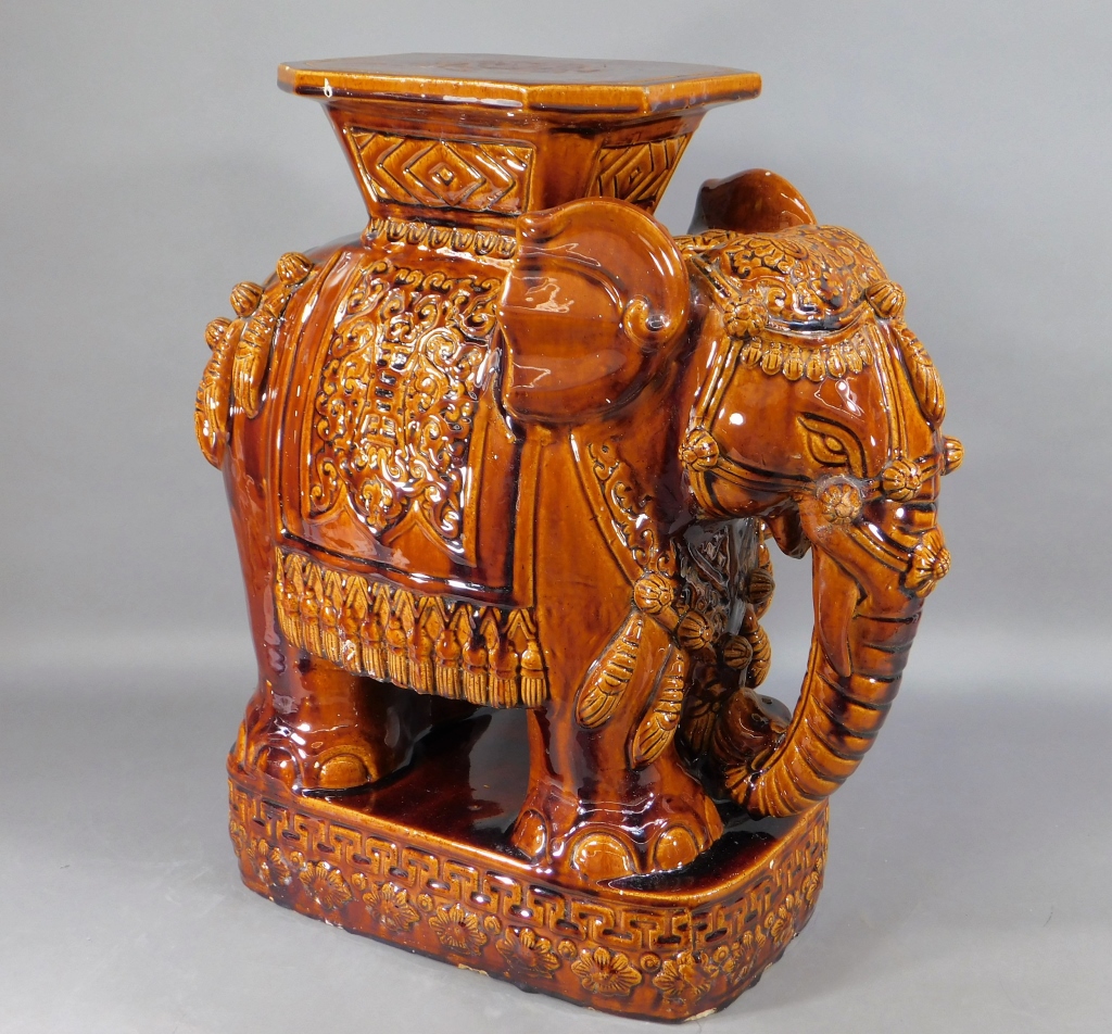CHINESE GLAZED EARTHENWARE ELEPHANT