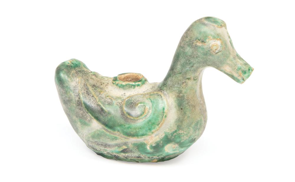 CHINESE GLAZED POTTERY DUCK-FORM