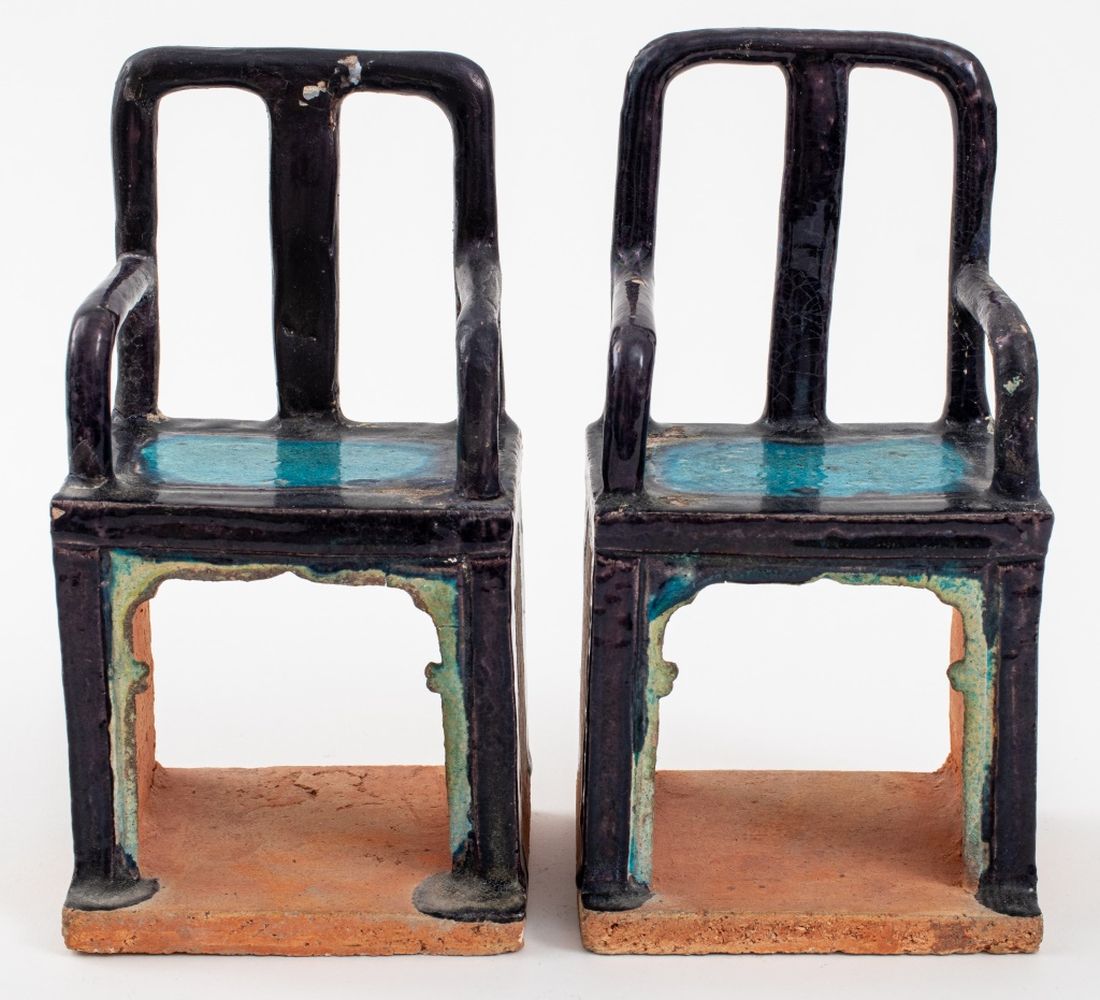 CHINESE GLAZED POTTERY MODELS OF