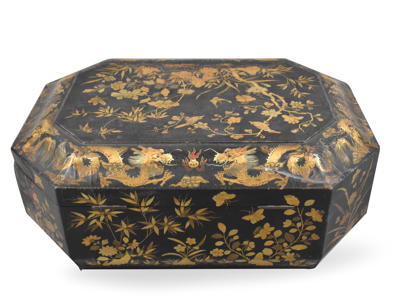 CHINESE GLLT LACQUER JEWELRY BOX W/
