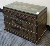 CHINESE GOLD DECORATED BLACK L