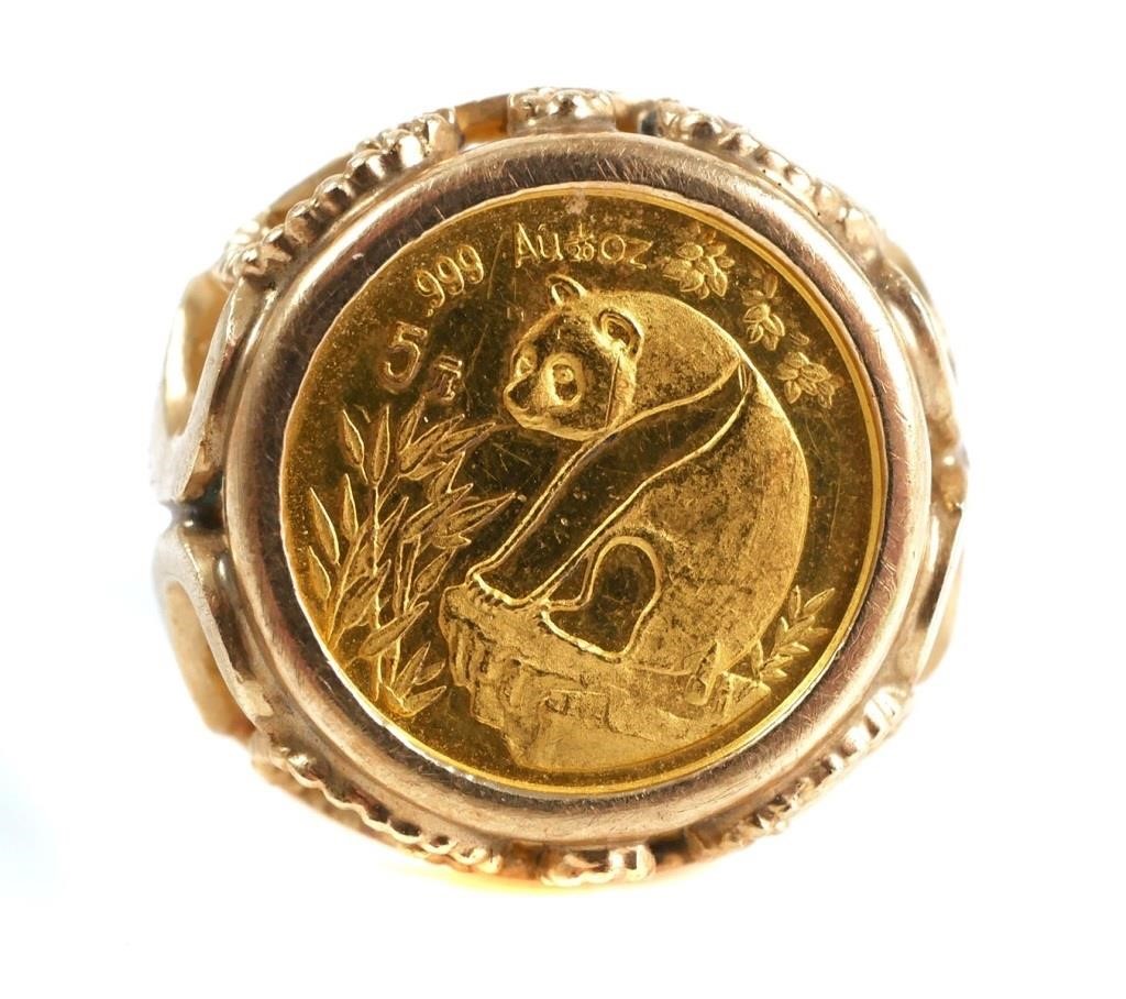 CHINESE GOLD PANDA COIN RING24K