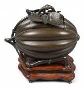 CHINESE GOURD-FORM BRONZE CENS