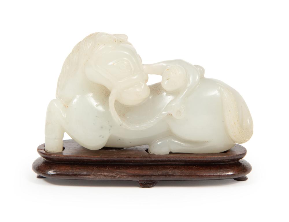 CHINESE GRAYISH WHITE JADE HORSE