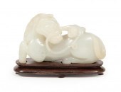 CHINESE GRAYISH WHITE JADE HOR