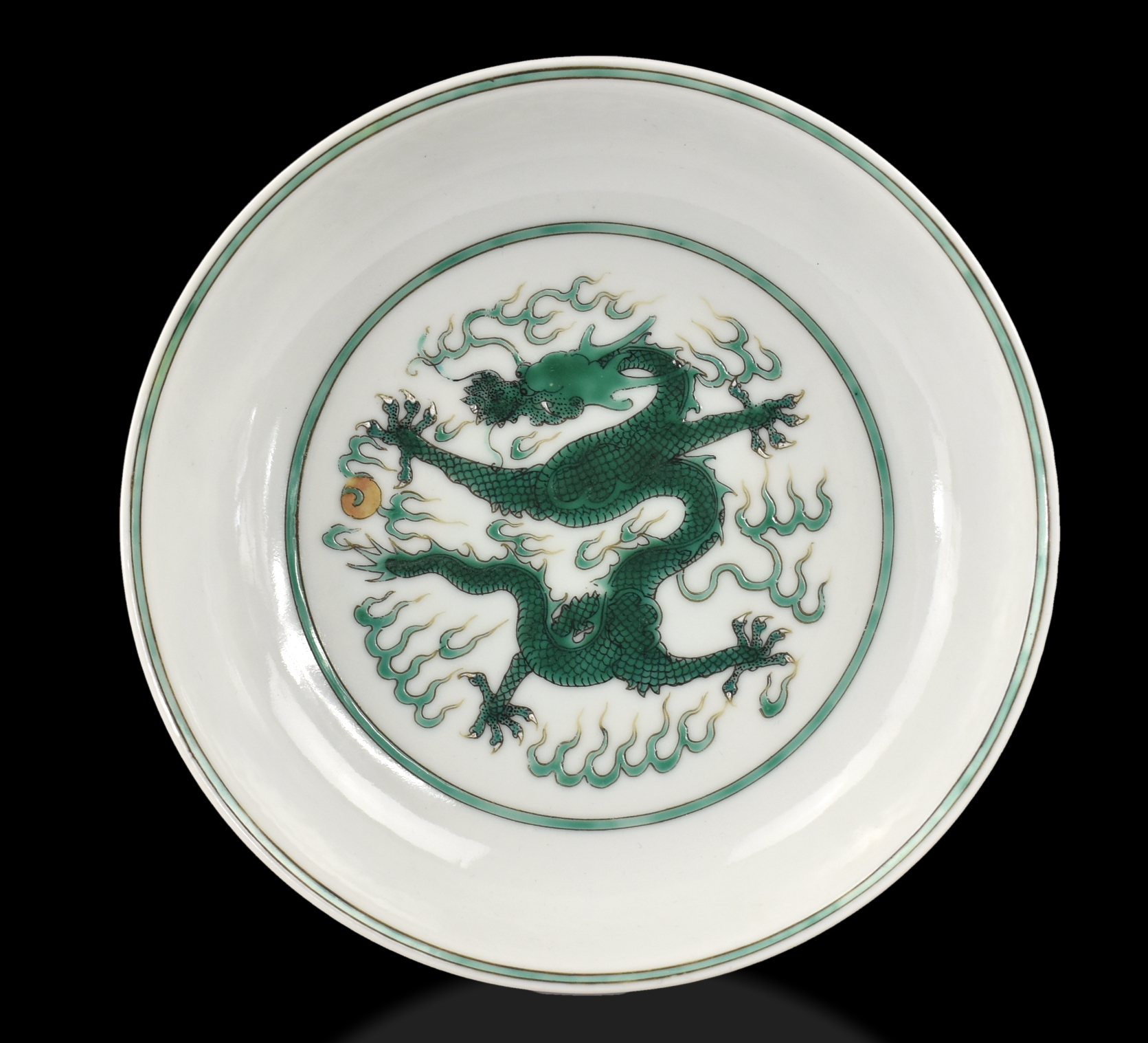 CHINESE GREEN DRAGON DISH, DAOGUANG