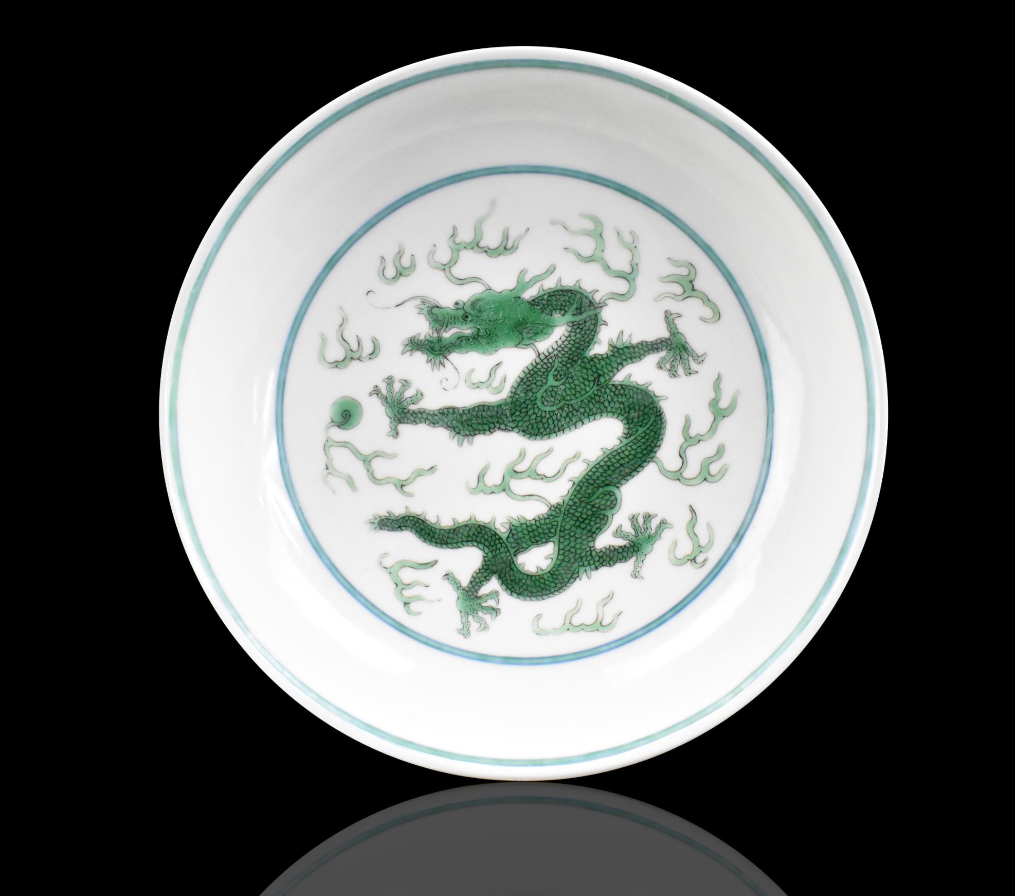 CHINESE GREEN DRAGON DISH, QIANLONG