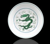 CHINESE GREEN DRAGON DISH, QIA
