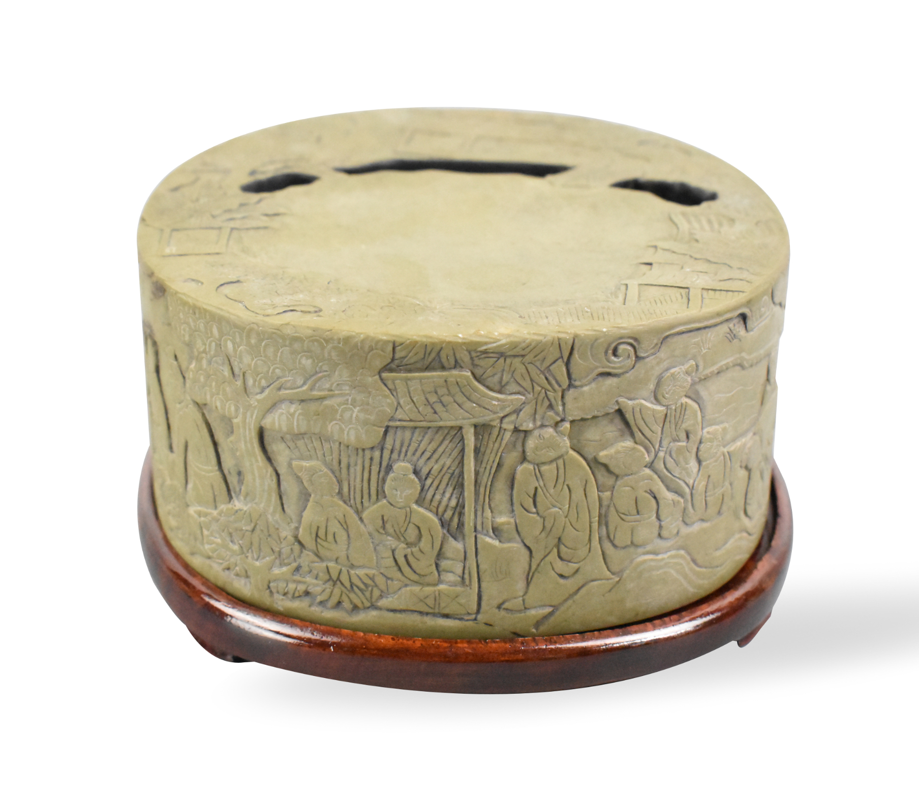 CHINESE GREEN DUAN INKSTONE W/