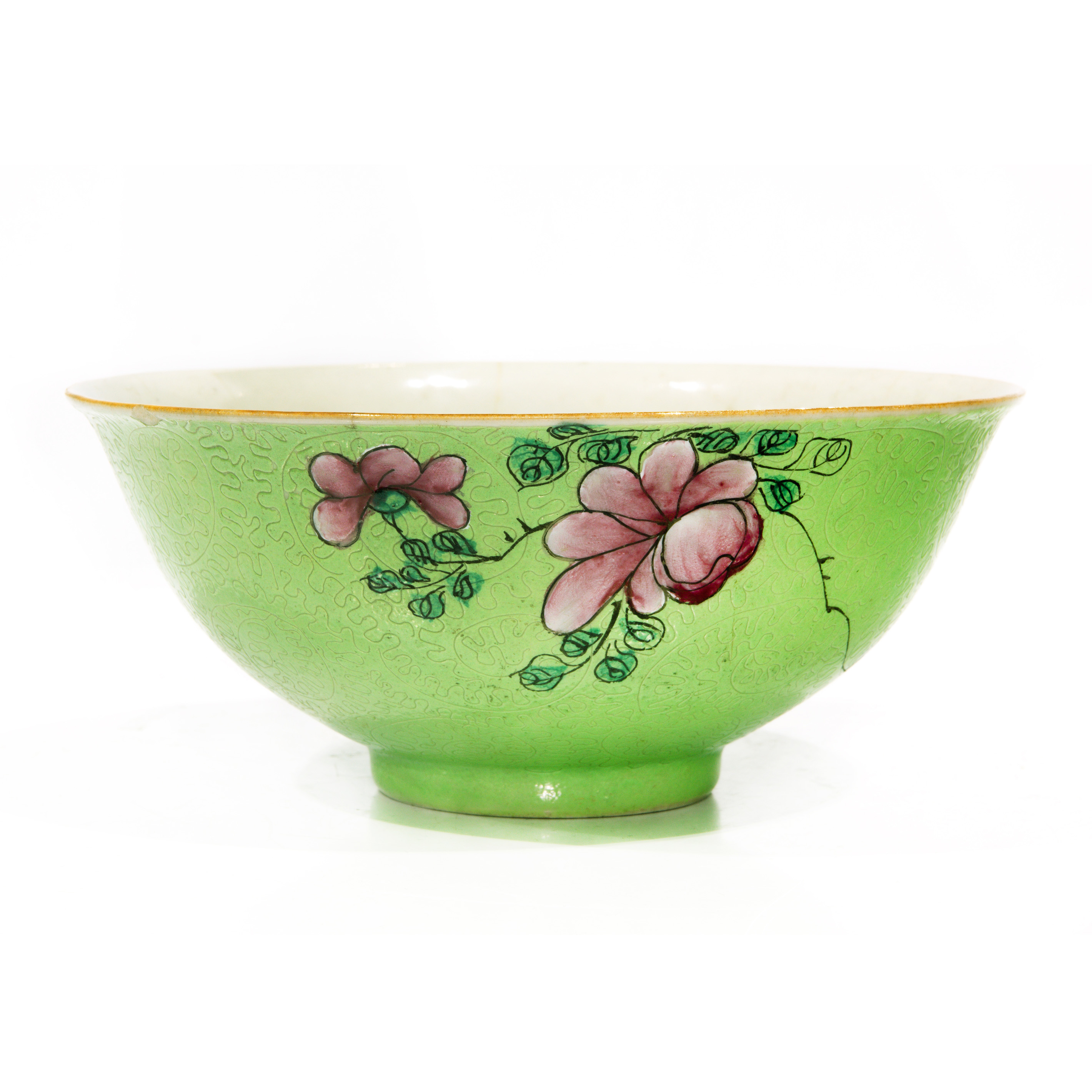 CHINESE GREEN ENAMELED SGRAFFITO