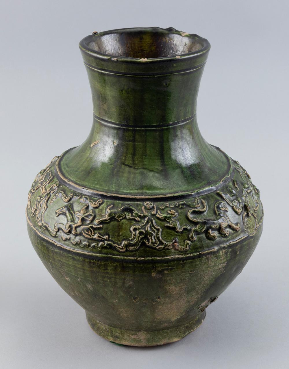 CHINESE GREEN GLAZE EARTHENWARE