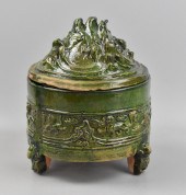 CHINESE GREEN GLAZED CENSER, H